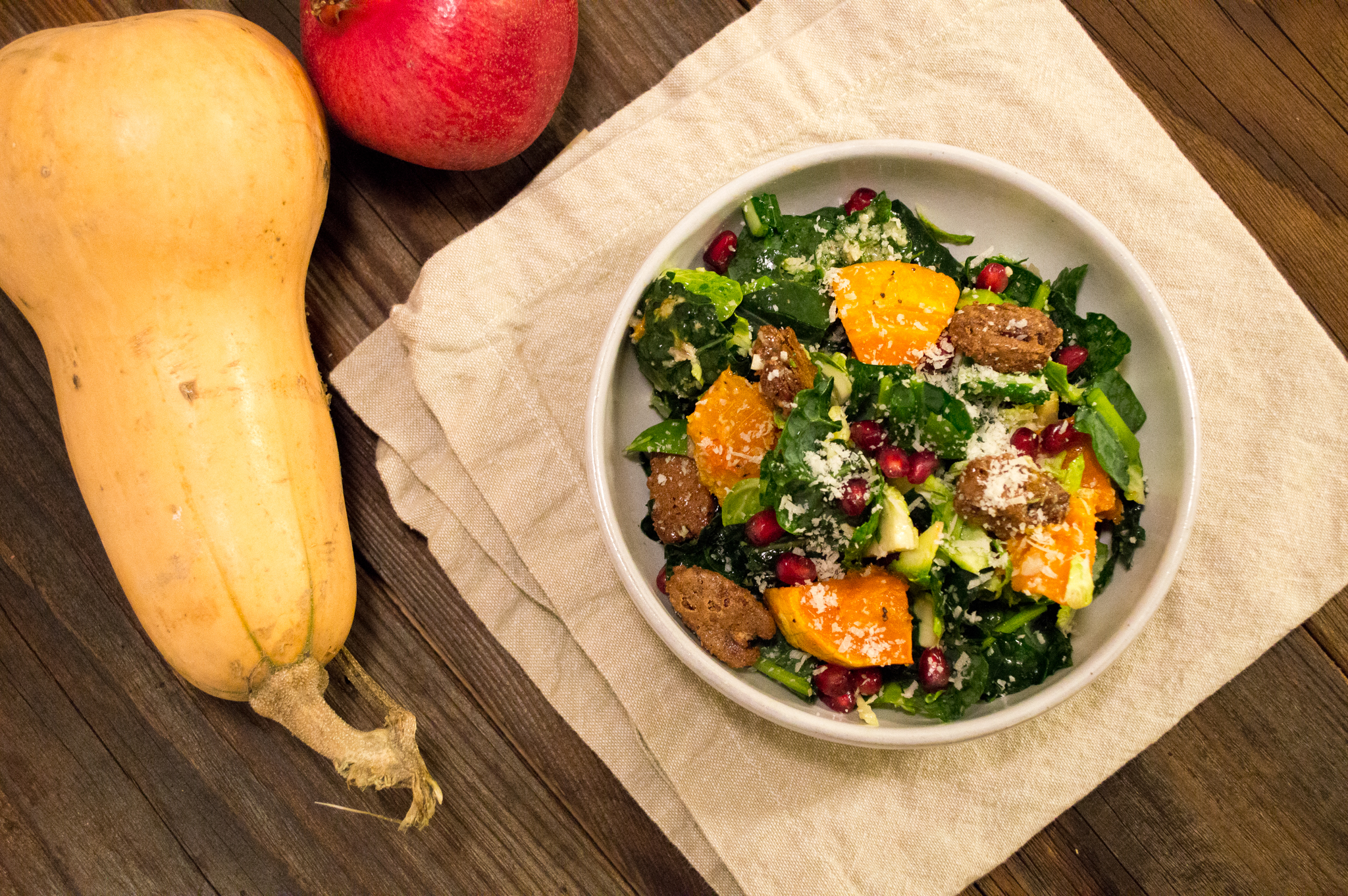 Kale Salad with Brussels and Butternut Squash