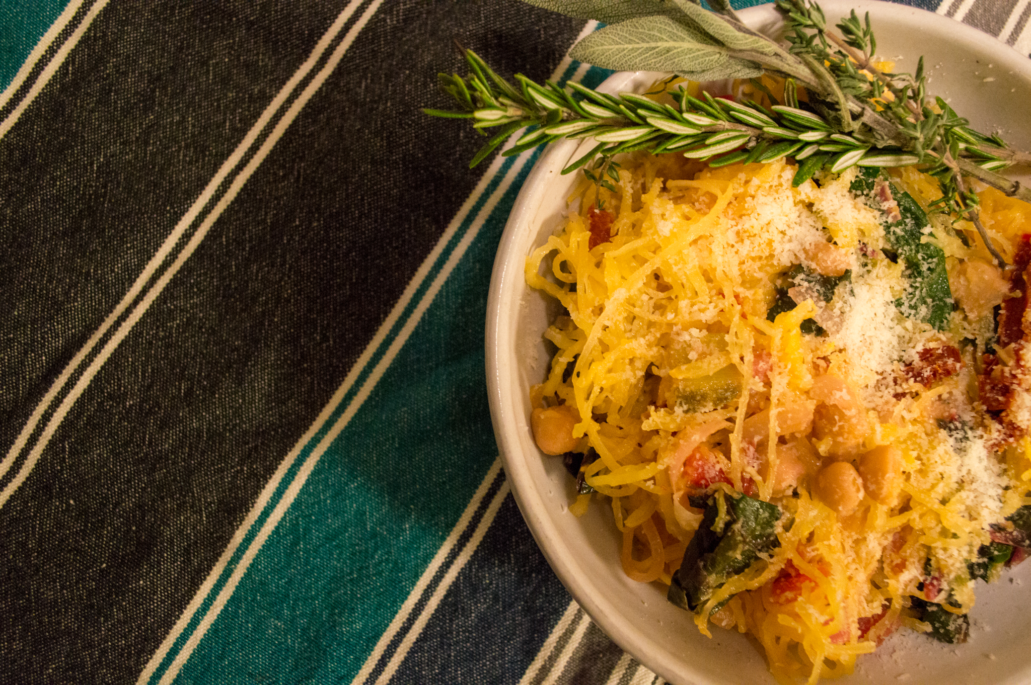 Spaghetti Squash with Chickpeas & Chard